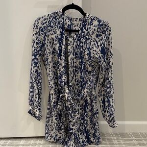 INTERMIX Abstract Blue and Cream Dress